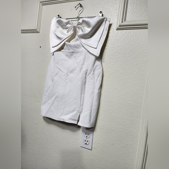 Lulus Bring the Poise White Strapless Bow Mini Dress S Wedding Party Formal - Picture 8 of 10